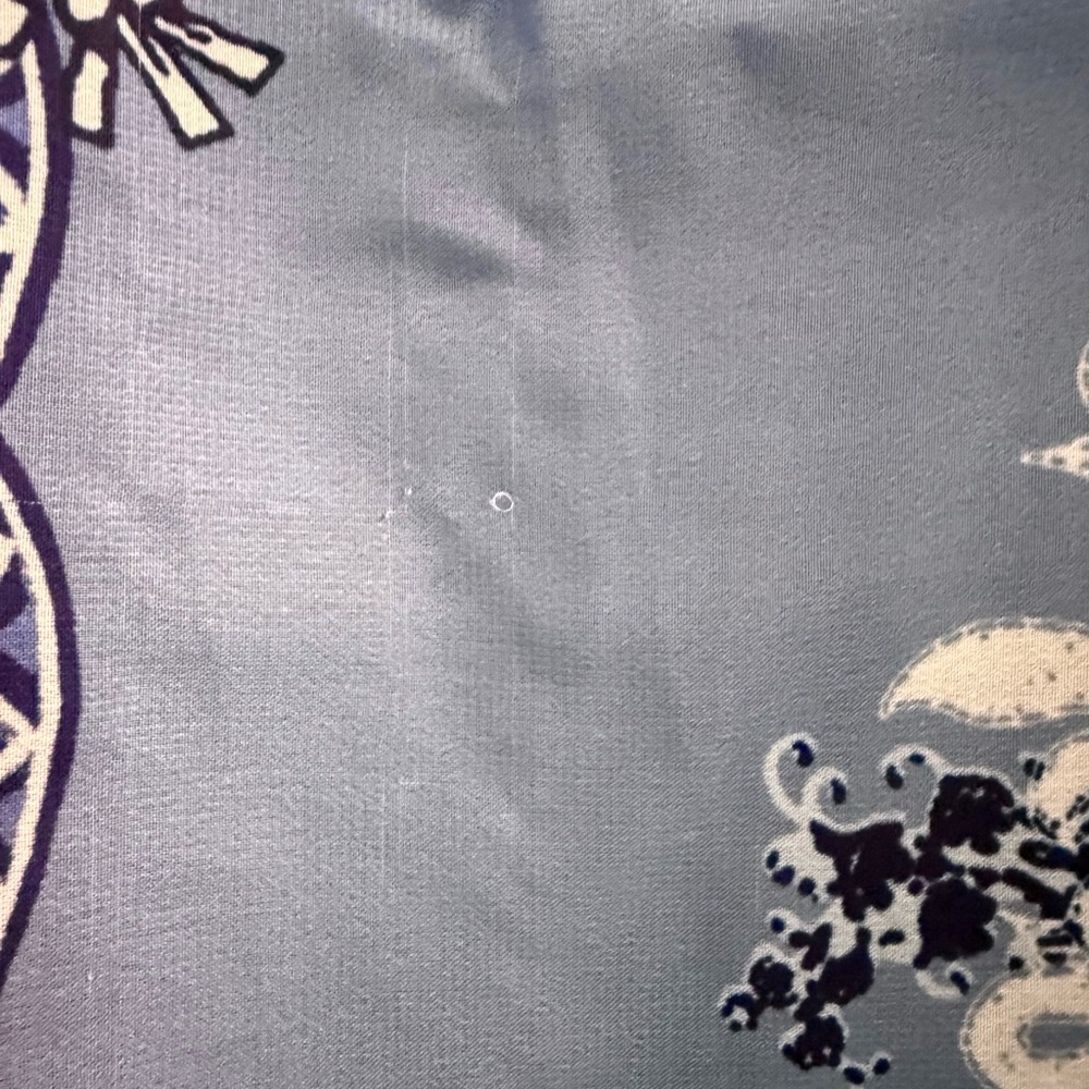 BLEU Navy Paisley Sheer Overlay Top XL Rhinestone Blouse - Picture 9 of 11